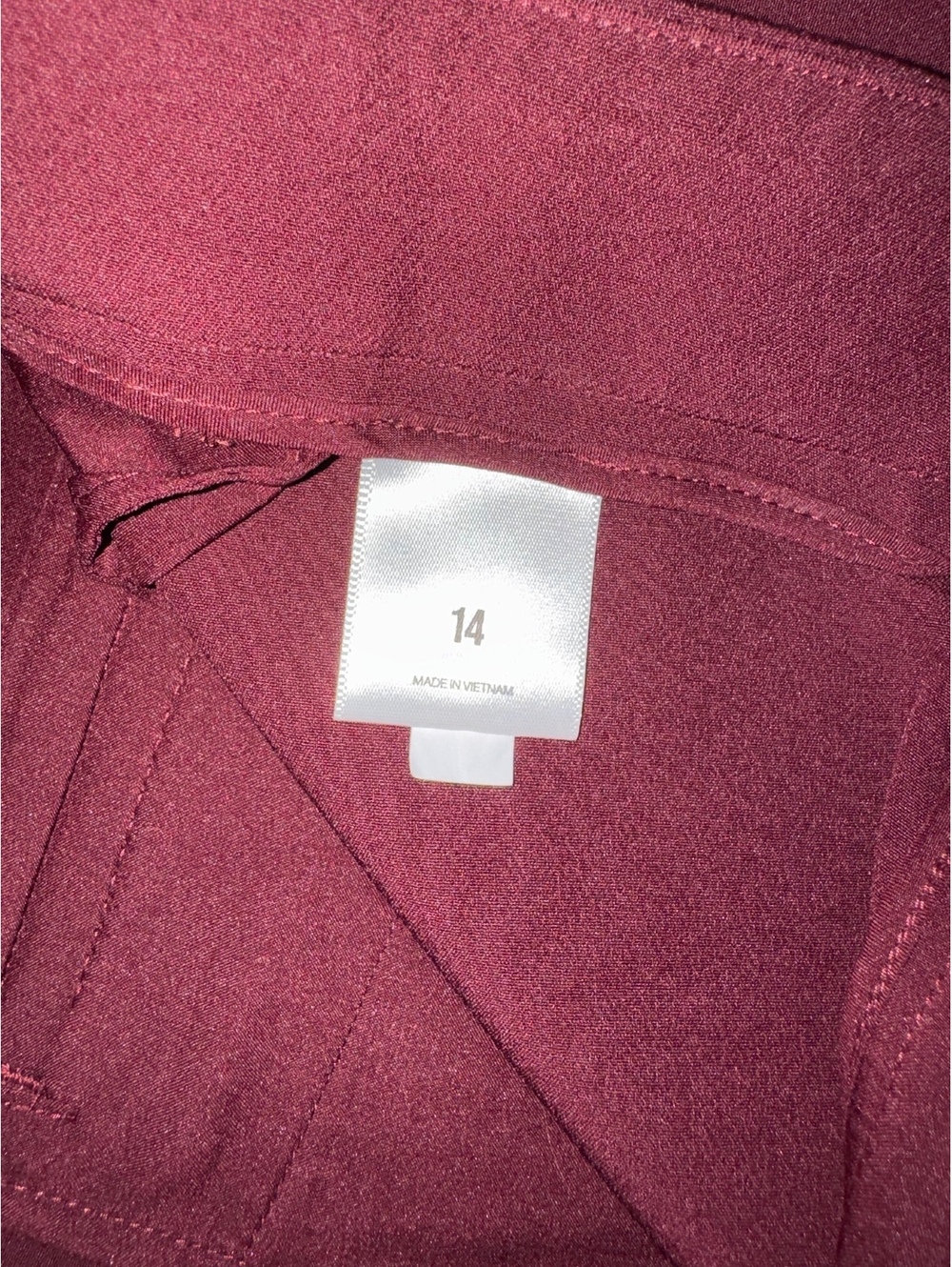 Women’s Express Burgundy Mid Rise Relaxed Trousers Size 14 - Picture 5 of 6